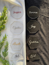 Load image into Gallery viewer, Acrylic place card with engraved name
